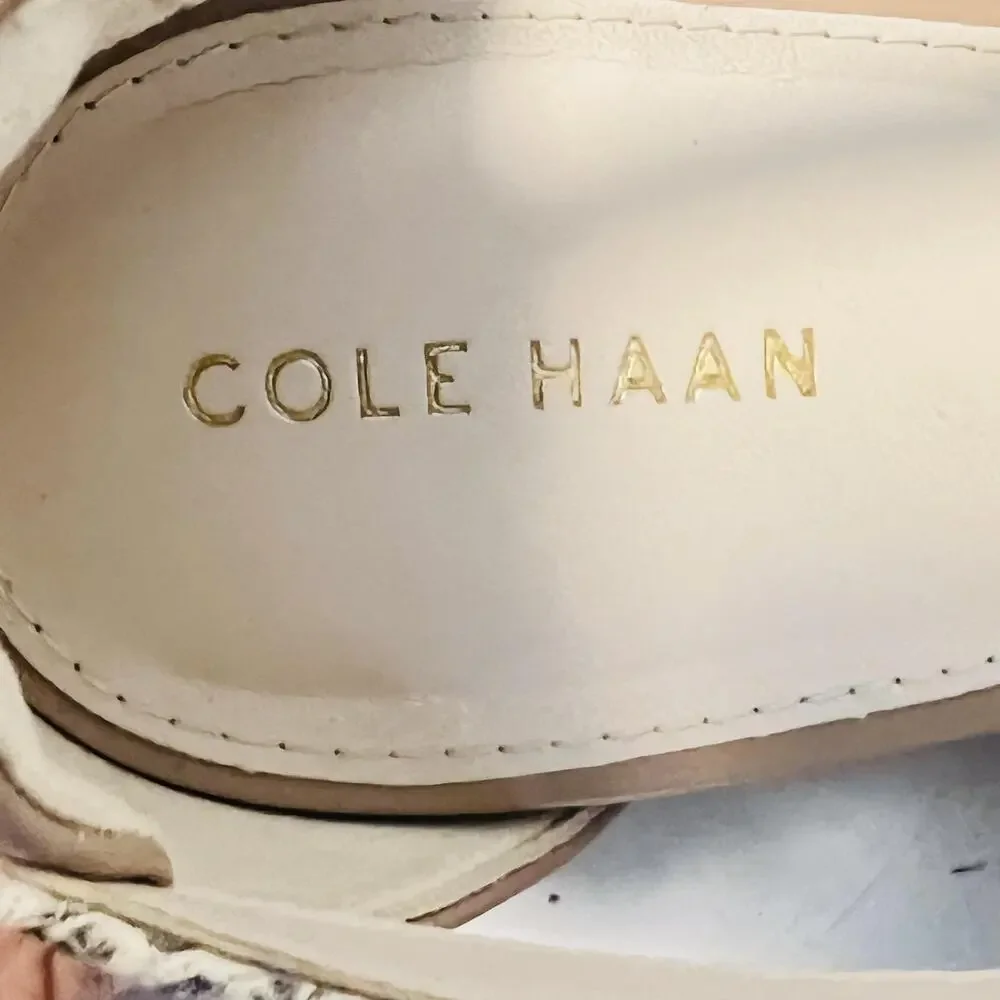 Cole Haan Shoes Womens 9 Beige Snake Print Grand Slingback Flats Pointed Toe